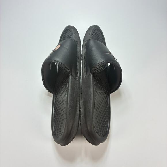 Nike Benassi JDI Black Rose Gold Open Toe Slip On Slides Sandals Women's Size 8 - Picture 5 of 9